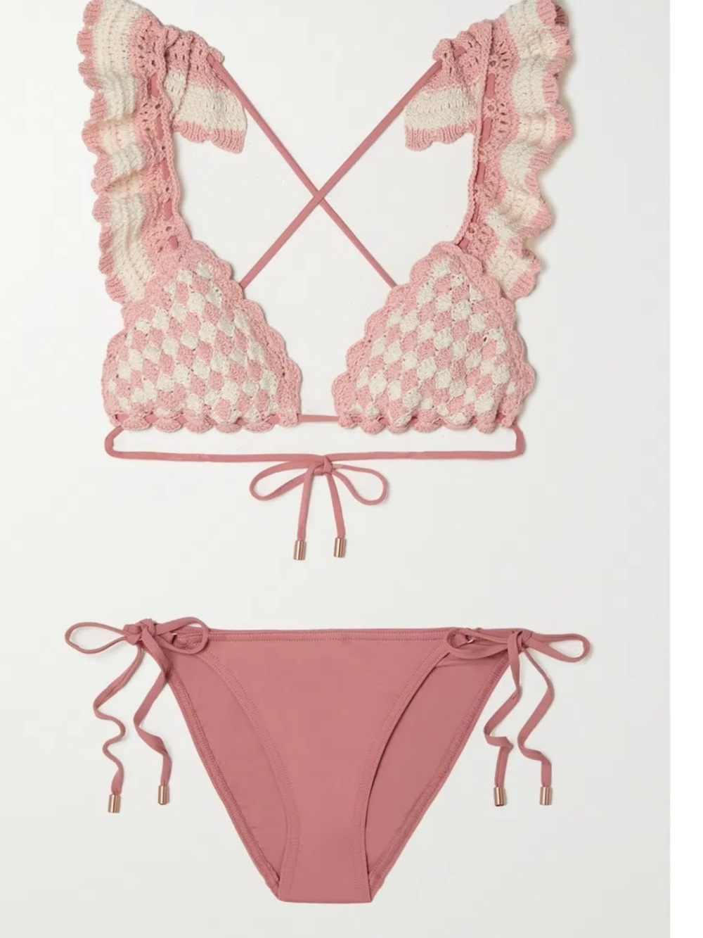 Zimmermann clover ruffled crochet knit cotton bikini
